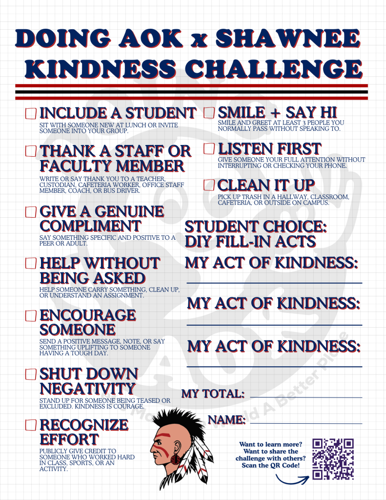 Kindness Challenge Sheet for Shawnee